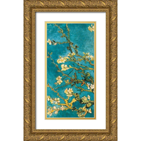 Mandorlo in fiore I Gold Ornate Wood Framed Art Print with Double Matting by Van Gogh, Vincent