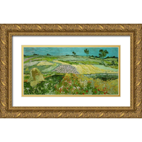 La plaine dAuvers Gold Ornate Wood Framed Art Print with Double Matting by Van gogh, Vincent