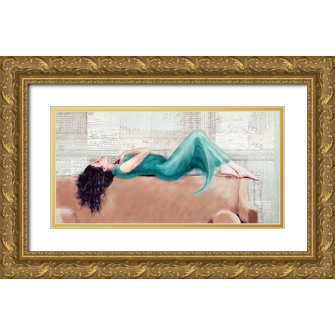 Reclined Beauty II Gold Ornate Wood Framed Art Print with Double Matting by Haal, Van