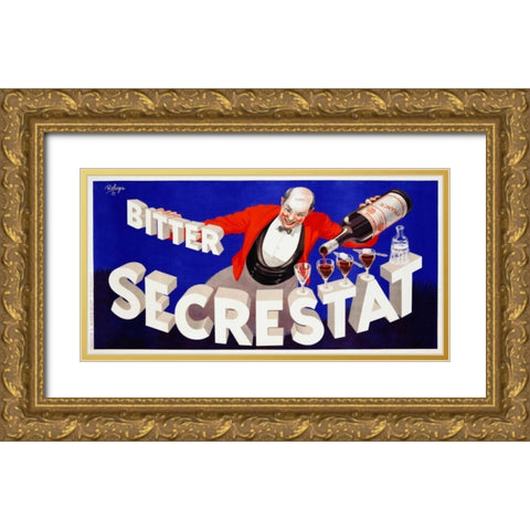 Bitter Secrestat 1935 Gold Ornate Wood Framed Art Print with Double Matting by Robys