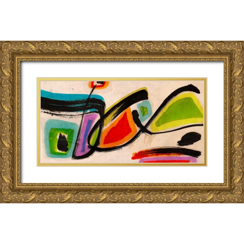 Butterflies Gold Ornate Wood Framed Art Print with Double Matting by Perelli, Teo Vals