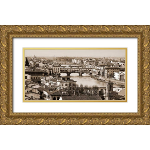 Ponte Vecchio Florence Gold Ornate Wood Framed Art Print with Double Matting by Ratsenskiy, Vadim