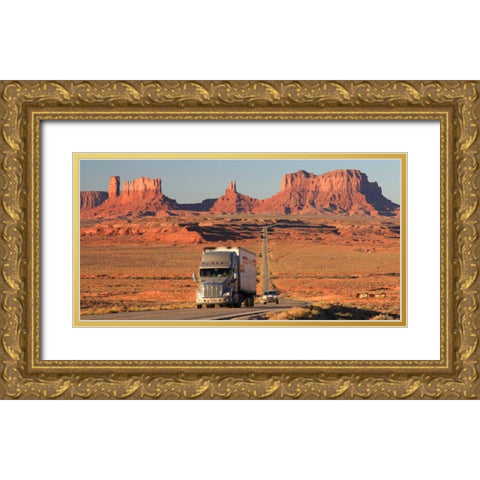 Highway Monument Valley USA Gold Ornate Wood Framed Art Print with Double Matting by Ratsenskiy, Vadim