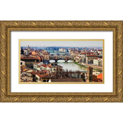 Ponte Vecchio Florence Gold Ornate Wood Framed Art Print with Double Matting by Ratsenskiy, Vadim
