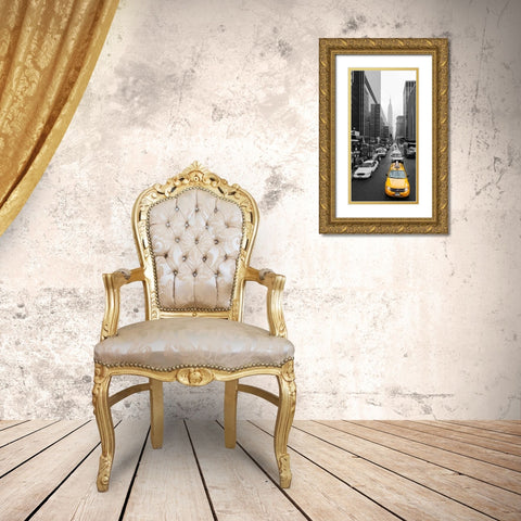 Taxi in Manhattan, NYC Gold Ornate Wood Framed Art Print with Double Matting by Ratsenskiy, Vadim