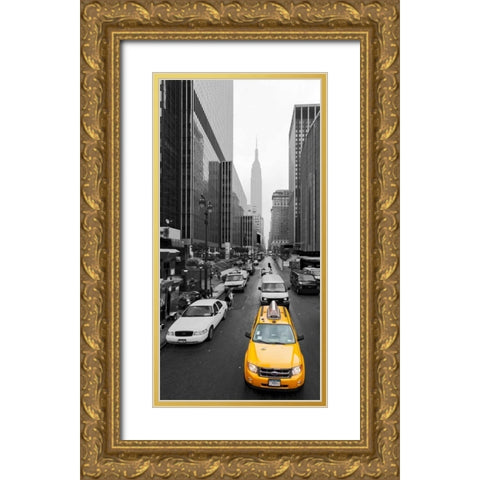Taxi in Manhattan, NYC Gold Ornate Wood Framed Art Print with Double Matting by Ratsenskiy, Vadim