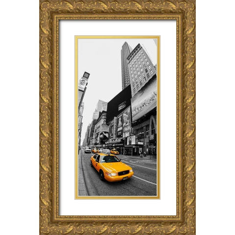 Taxi in Times Square, NYC Gold Ornate Wood Framed Art Print with Double Matting by Ratsenskiy, Vadim