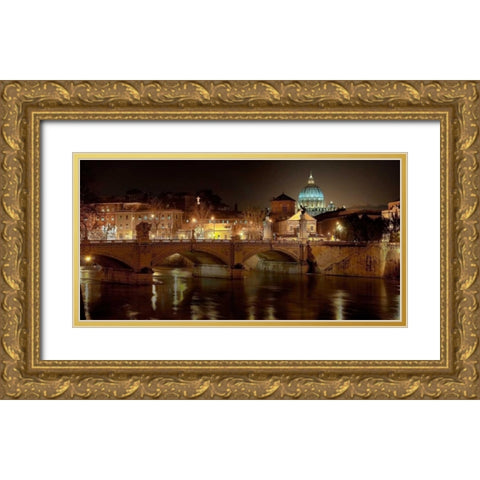 Rome at night Gold Ornate Wood Framed Art Print with Double Matting by Ratsenskiy, Vadim