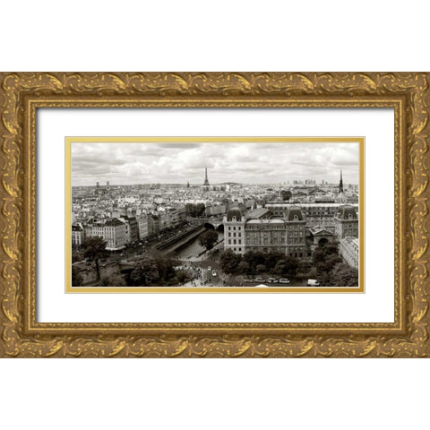 Paris Panorama Gold Ornate Wood Framed Art Print with Double Matting by Ratsenskiy, Vadim
