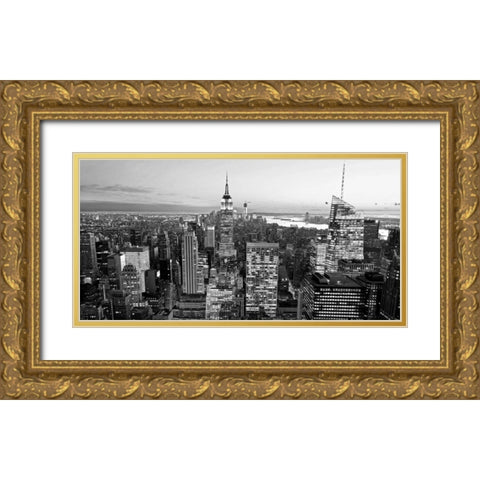 Aerial view of Manhattan, NYC Gold Ornate Wood Framed Art Print with Double Matting by Ratsenskiy, Vadim