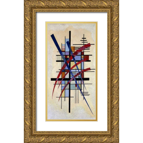 Zeichen mit Begleitung Gold Ornate Wood Framed Art Print with Double Matting by Kandinsky, Wassily