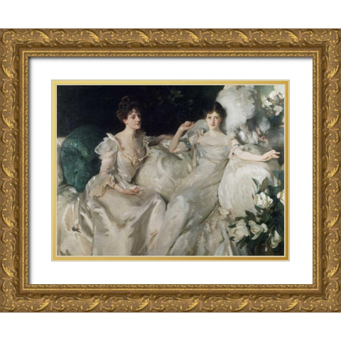 The Wyndham Sisters Gold Ornate Wood Framed Art Print with Double Matting by Sargent, John Singer