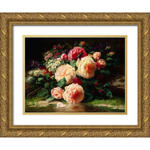 June Days Gold Ornate Wood Framed Art Print with Double Matting by Robie, Jean-Baptiste