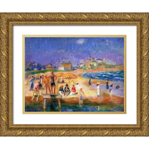 Bass Rocks Gloucester Gold Ornate Wood Framed Art Print with Double Matting by Glackens, William James