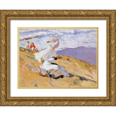Capturing the moment Gold Ornate Wood Framed Art Print with Double Matting by Sorolla y Bastida, Joaquin