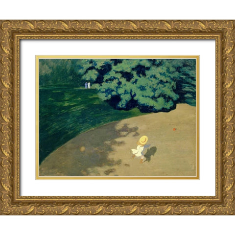 The Ball Gold Ornate Wood Framed Art Print with Double Matting by Vallotton, Felix