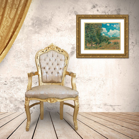 The Road from Versailles to Saint-Germain Gold Ornate Wood Framed Art Print with Double Matting by Sisley, Alfred