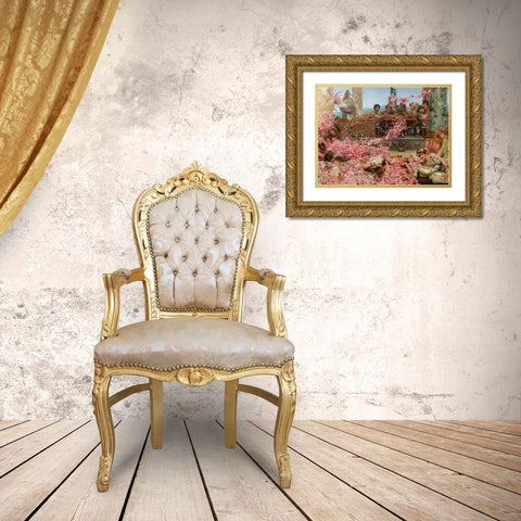 The Roses of Heliogabalus Gold Ornate Wood Framed Art Print with Double Matting by Alma-Tadema, Sir Lawrence