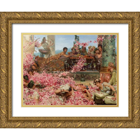The Roses of Heliogabalus Gold Ornate Wood Framed Art Print with Double Matting by Alma-Tadema, Sir Lawrence