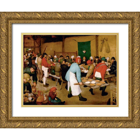 Peasant Wedding Gold Ornate Wood Framed Art Print with Double Matting by Bruegel the Elder, Pieter