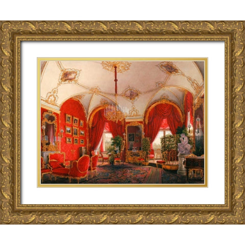 Interiors of the Winter Palace: the Fourth Reserved Apartment Gold Ornate Wood Framed Art Print with Double Matting by Hau, Edward Petrovich