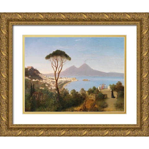 Blick vom Posillipo Gold Ornate Wood Framed Art Print with Double Matting by Zimmermann, August