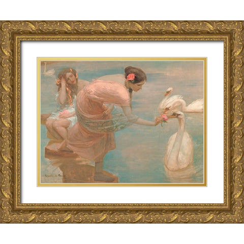 A Summer Morning Gold Ornate Wood Framed Art Print with Double Matting by Rupert, Bunny