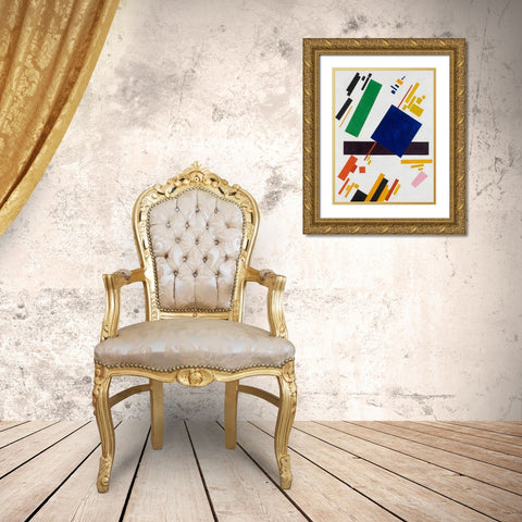 Suprematist Composition Gold Ornate Wood Framed Art Print with Double Matting by Kasimir, Malevich