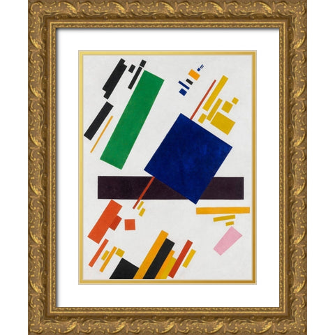 Suprematist Composition Gold Ornate Wood Framed Art Print with Double Matting by Kasimir, Malevich