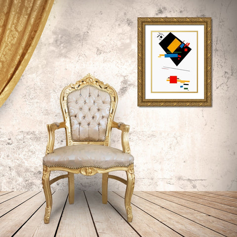 Suprematism Gold Ornate Wood Framed Art Print with Double Matting by Kasimir, Malevich