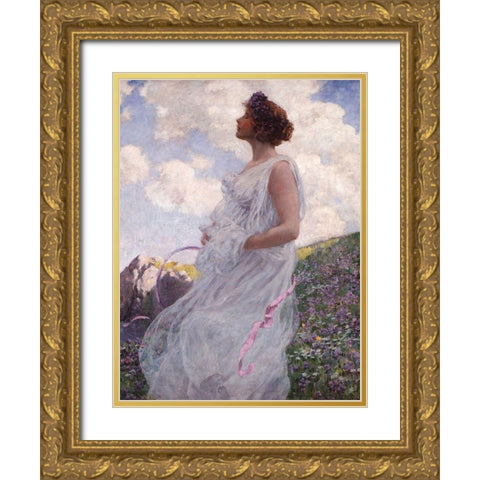 Calypso Gold Ornate Wood Framed Art Print with Double Matting by George, Hitchcock