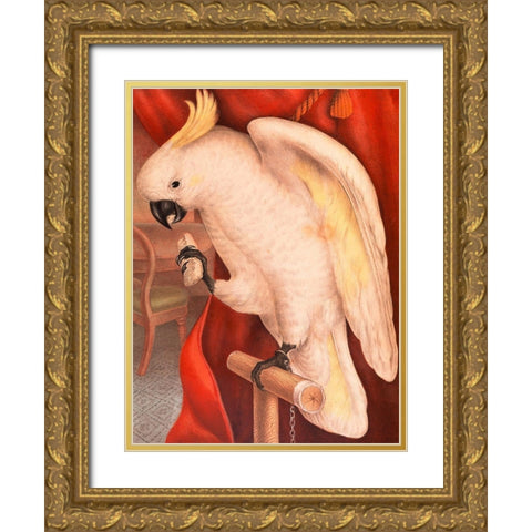 Great Sulphur-Crested Cockatoo Gold Ornate Wood Framed Art Print with Double Matting by James Whitley, Sayer