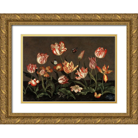 Still Life with Tulips Gold Ornate Wood Framed Art Print with Double Matting by Bosschaert, Johannes