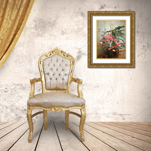 Side of a Greenhouse Gold Ornate Wood Framed Art Print with Double Matting by Lambdin, George Cochran