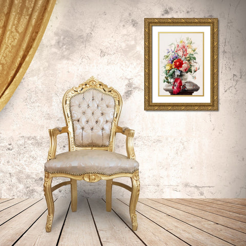 Flowers in a glass vase Gold Ornate Wood Framed Art Print with Double Matting by Henstenburgh, Herman