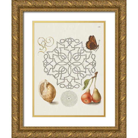 From the Model Book of Calligraphy-IV Gold Ornate Wood Framed Art Print with Double Matting by Hoefnagel, Bocskay