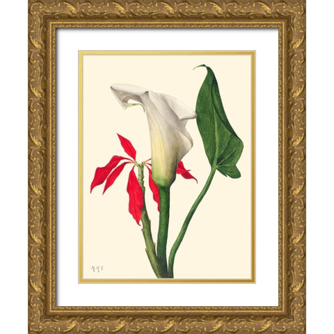 Calla Lily-1877 Gold Ornate Wood Framed Art Print with Double Matting by Walcott, Mary Vaux