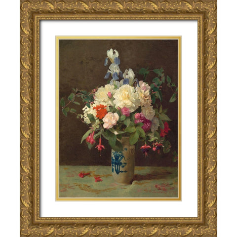 Vase of flowers Gold Ornate Wood Framed Art Print with Double Matting by Lambdin, George Cochran