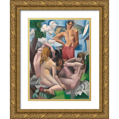 The Bathers Gold Ornate Wood Framed Art Print with Double Matting by de La Fresnaye, Roger