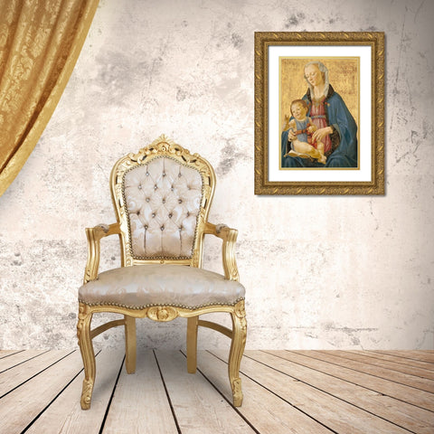 Madonna and Child Gold Ornate Wood Framed Art Print with Double Matting by Ghirlandaio, Domenico