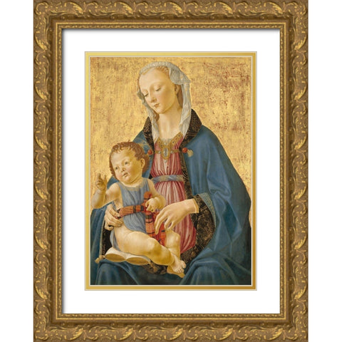 Madonna and Child Gold Ornate Wood Framed Art Print with Double Matting by Ghirlandaio, Domenico