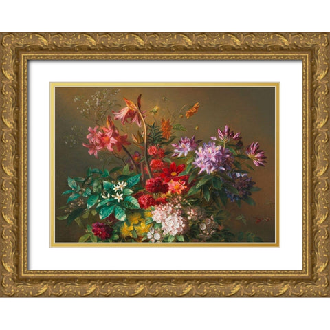 Allegory of Spring (detail) Gold Ornate Wood Framed Art Print with Double Matting by Johannes van Os, Georgius Jacobus