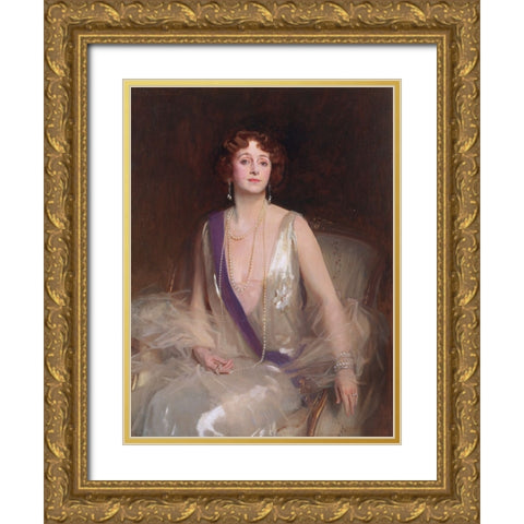 Grace Elvina, Marchioness Curzon of Kedleston Gold Ornate Wood Framed Art Print with Double Matting by Sargent, John Singer