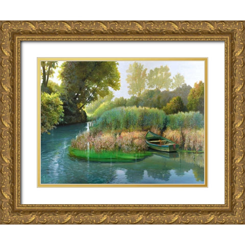 Sul fiume Gold Ornate Wood Framed Art Print with Double Matting by Galasso, Adriano