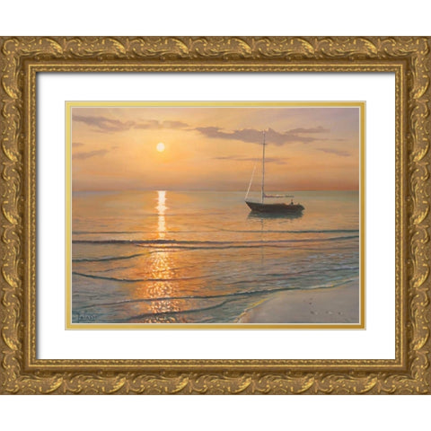 Mattino sul mare Gold Ornate Wood Framed Art Print with Double Matting by Galasso, Adriano