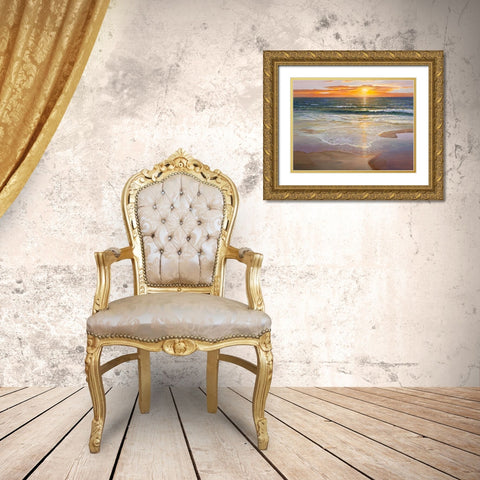 Alba sulla battigia Gold Ornate Wood Framed Art Print with Double Matting by Galasso, Adriano