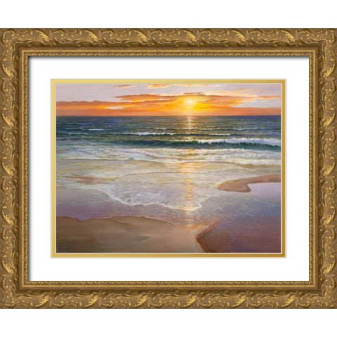 Alba sulla battigia Gold Ornate Wood Framed Art Print with Double Matting by Galasso, Adriano