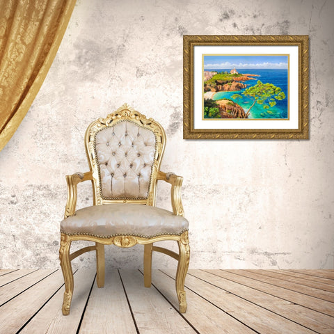 Costa del Mediterraneo Gold Ornate Wood Framed Art Print with Double Matting by Galasso, Adriano