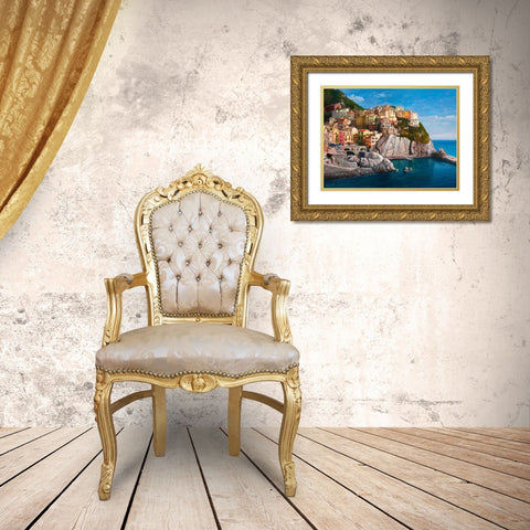 Manarola-Le Cinque Terre Gold Ornate Wood Framed Art Print with Double Matting by Galasso, Adriano
