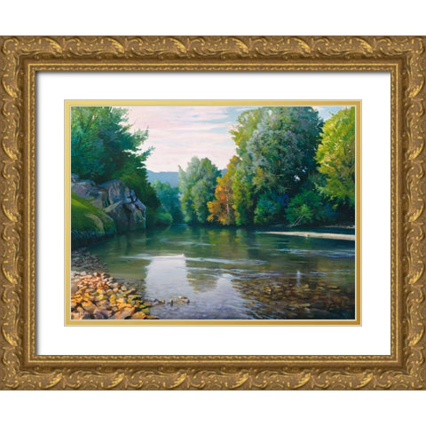 Fiume nei boschi Gold Ornate Wood Framed Art Print with Double Matting by Galasso, Adriano